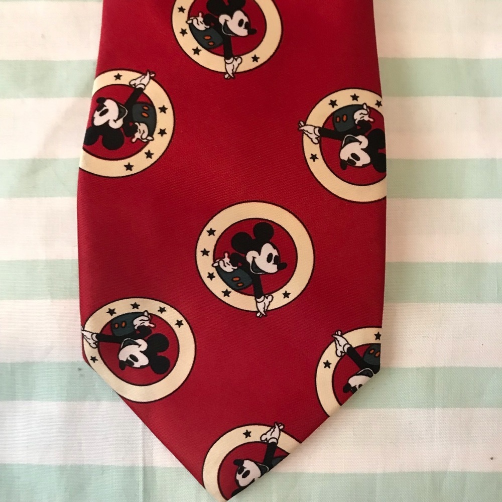 Mercedes Red Handmade Mickey Mouse Disney Tie